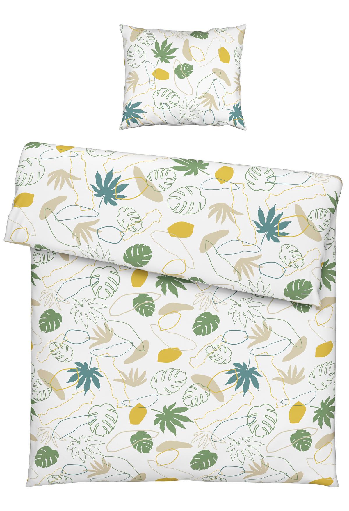 BETTWÄSCHESET KARIN - Weiss/Gelb, Konventionell, Textil (160/210cm) - Premium Living