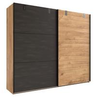 DULAP USI CULISANTE DETROIT - culoare lemn stejar/grafit, Basics, material pe bază de lemn (250/216/65cm) - Modern Living