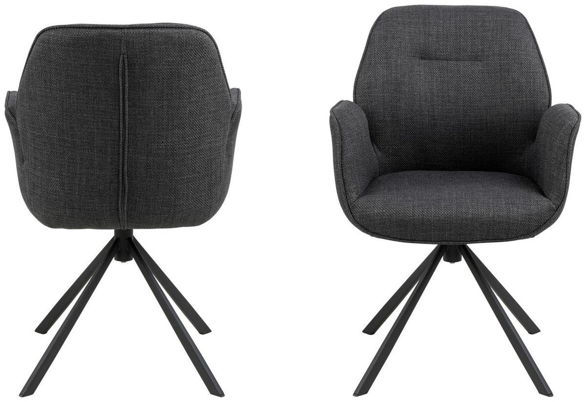 KRZESŁO Z PODŁOKIETNIKAMI AURA - ciemnoszary/czarny, Design, metal/tkanina (61/90/62cm) - MID.YOU