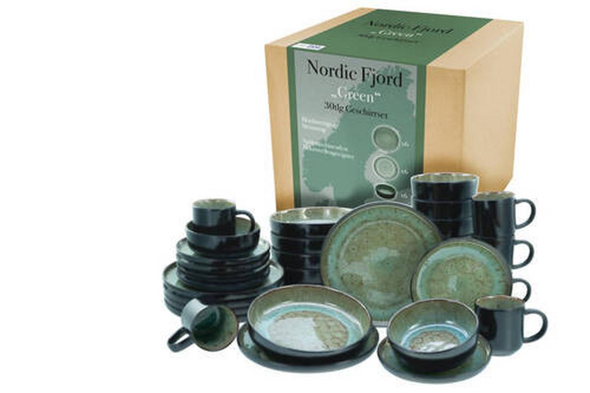 Kombiservice Nordic Fjord Grün, 30-teilig - Grün, Trend, Keramik - Creatable