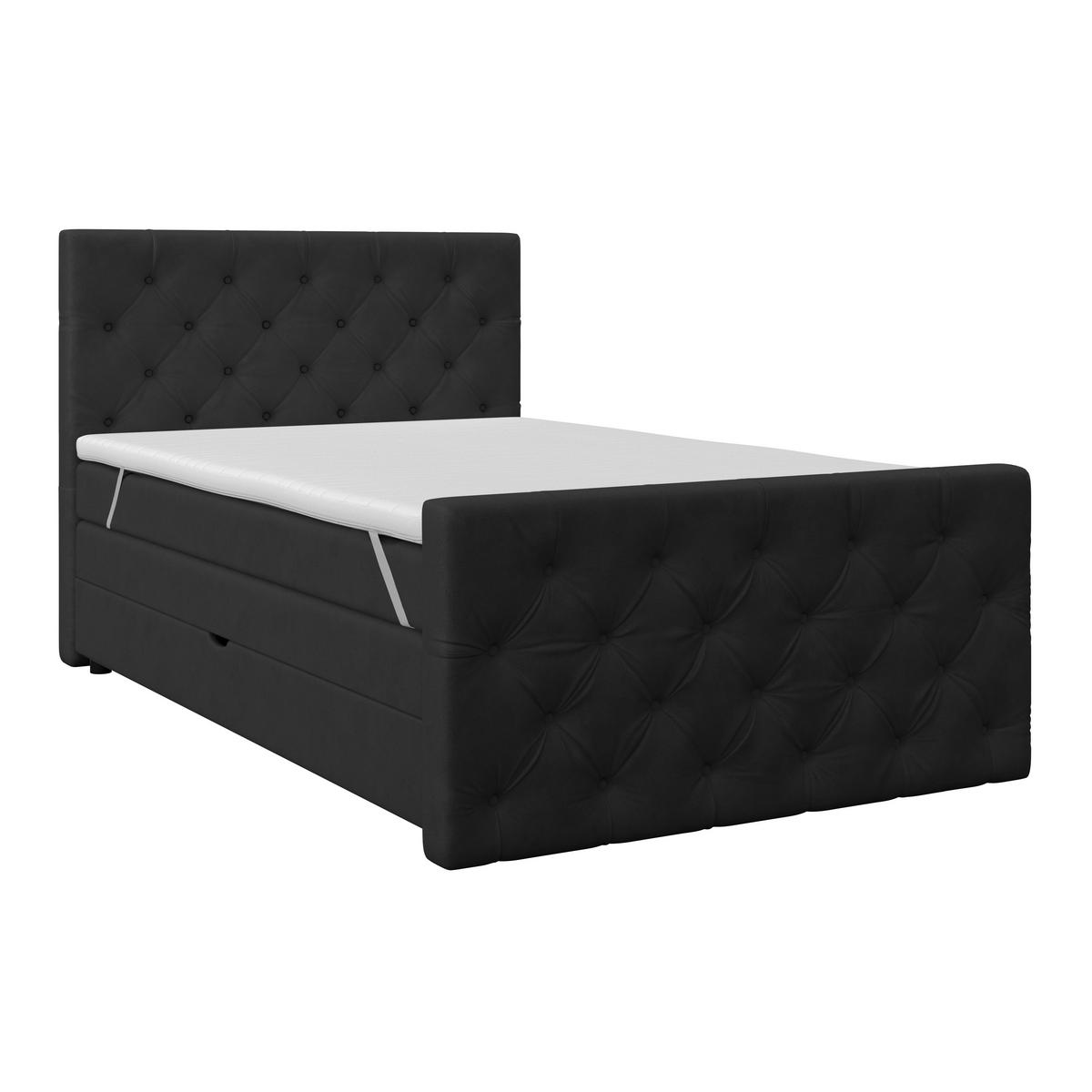 Boxspring Krevet Elio - bež/crna, Romantično / ladanjski, tekstil/plastika (140/200cm) - Modern Living