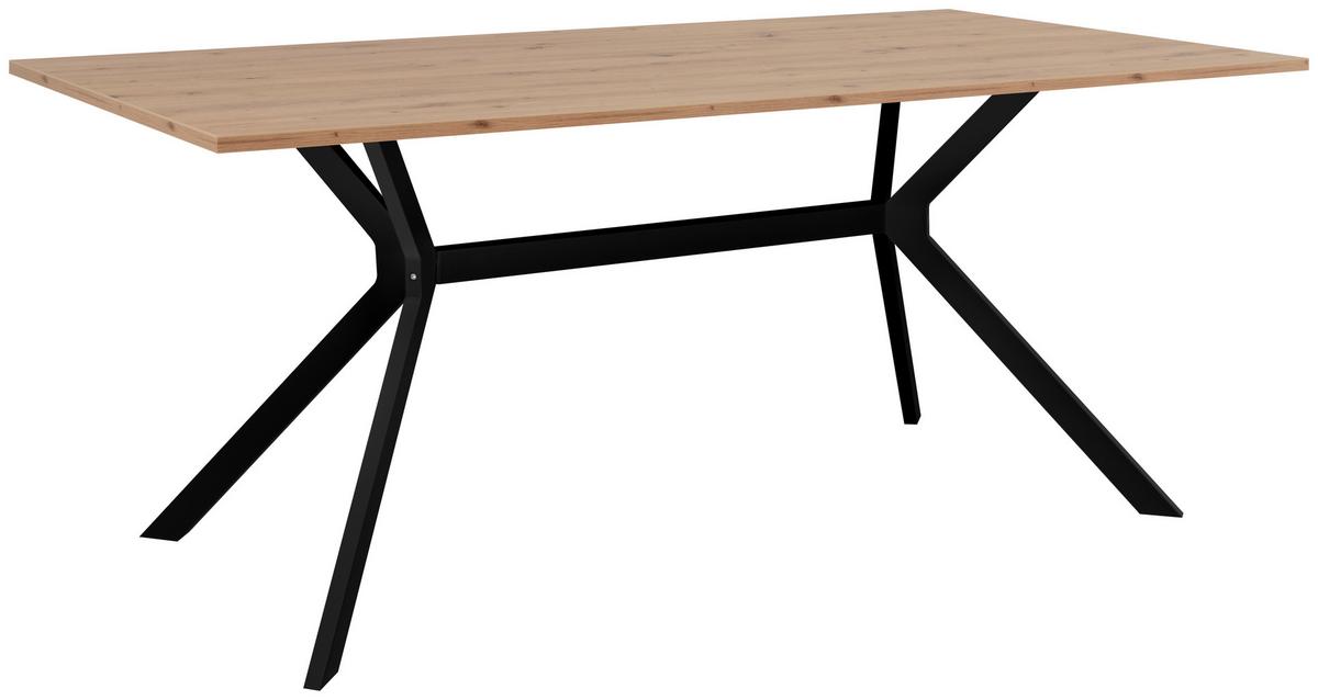 Jedilna Miza Onex, Barva Hrasta, 180x90 Cm - črna/hrast artisan, Basics, kovina/leseni material (180/90/75cm) - MID.YOU