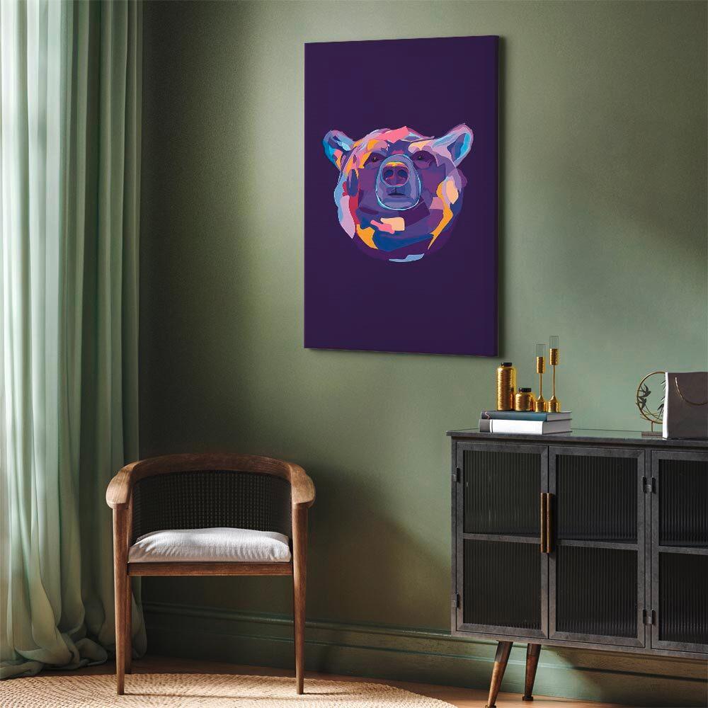 Slika Na Platnu Colorful Bear - vijolična, Basics, tekstil/leseni material (40/60/1,2cm) - artgeist