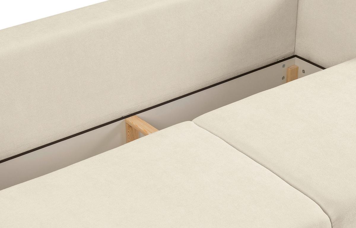 Schlafsofa Point Creme - Creme/Schwarz, Basics, Holz/Kunststoff (250/95/99cm) - MID.YOU