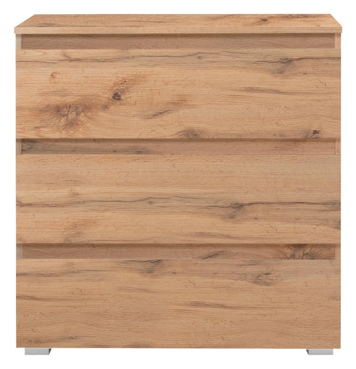 Komoda Image 5, Barva Hrasta - srebrne barve/barve hrasta, Konvencionalno, leseni material (80/80/45cm) - MID.YOU