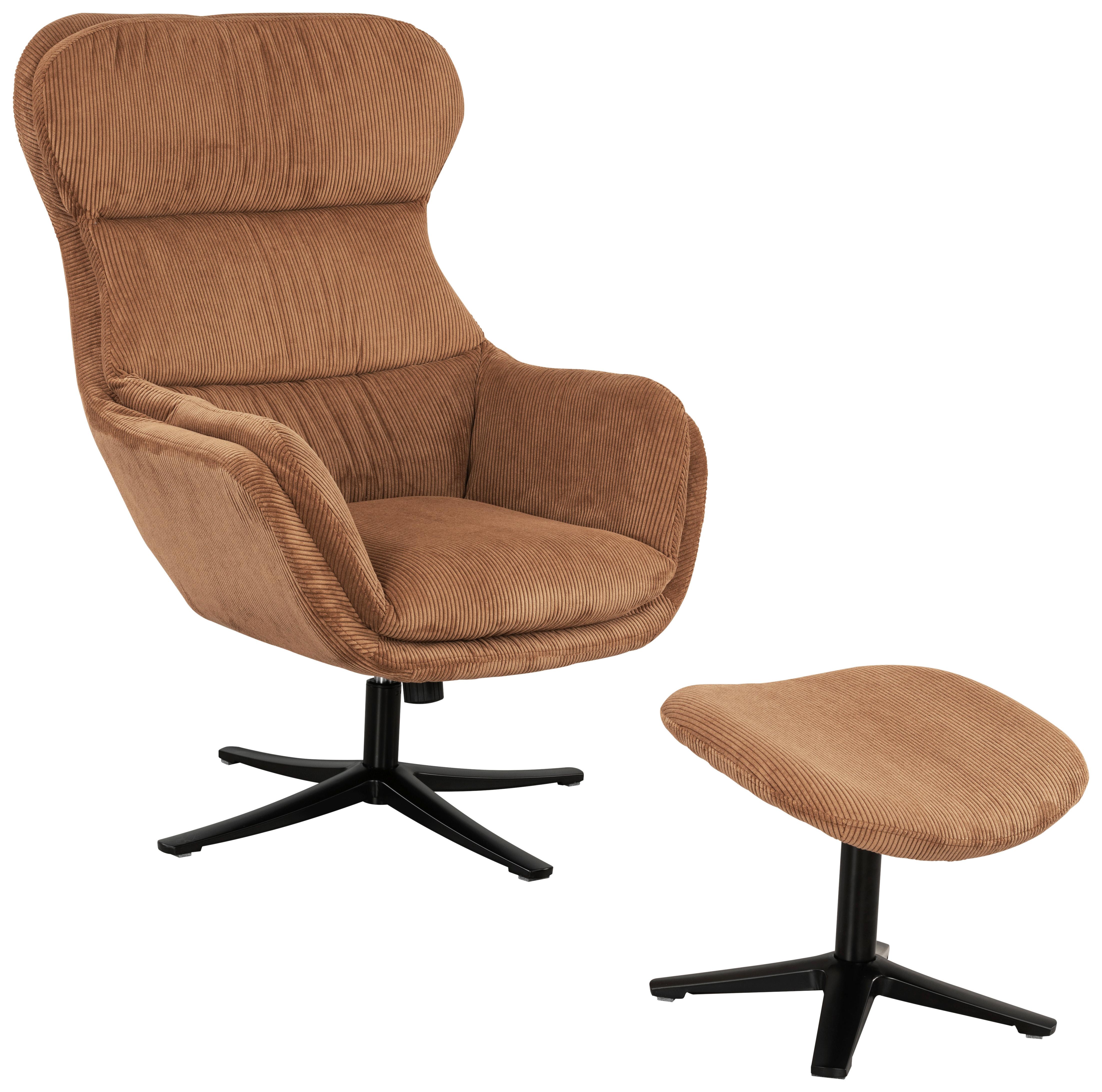 Set S Foteljem Tabbe, Oranžna, Žamet - črna/barve bakra, Moderno, kovina/tekstil (76/110/88,5cm) - Modern Living