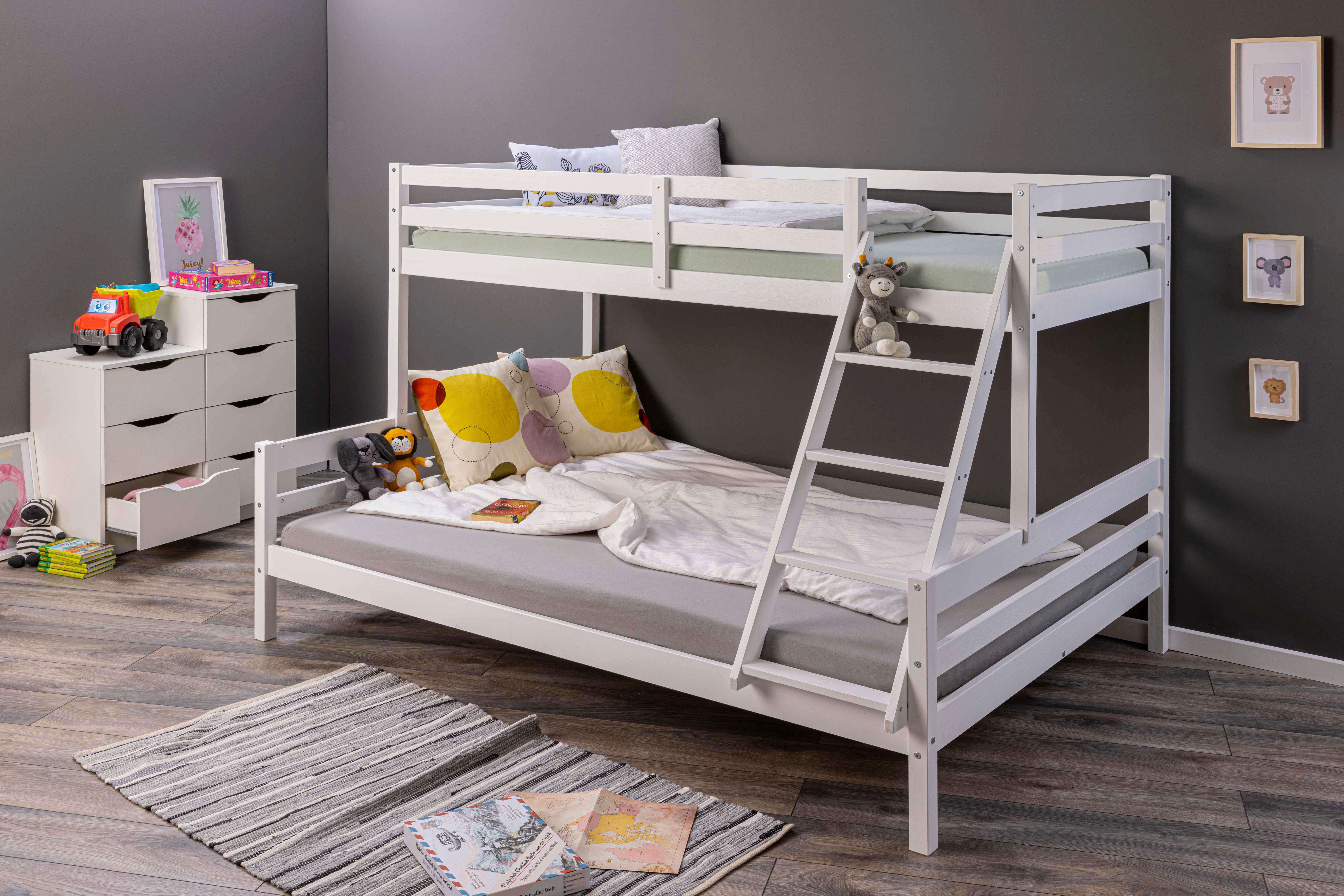 Etagenbett Sleepy Cloud ca. 90-140x200 cm Weiß - Weiß, MODERN, Holz (90-140/200cm) - MID.YOU