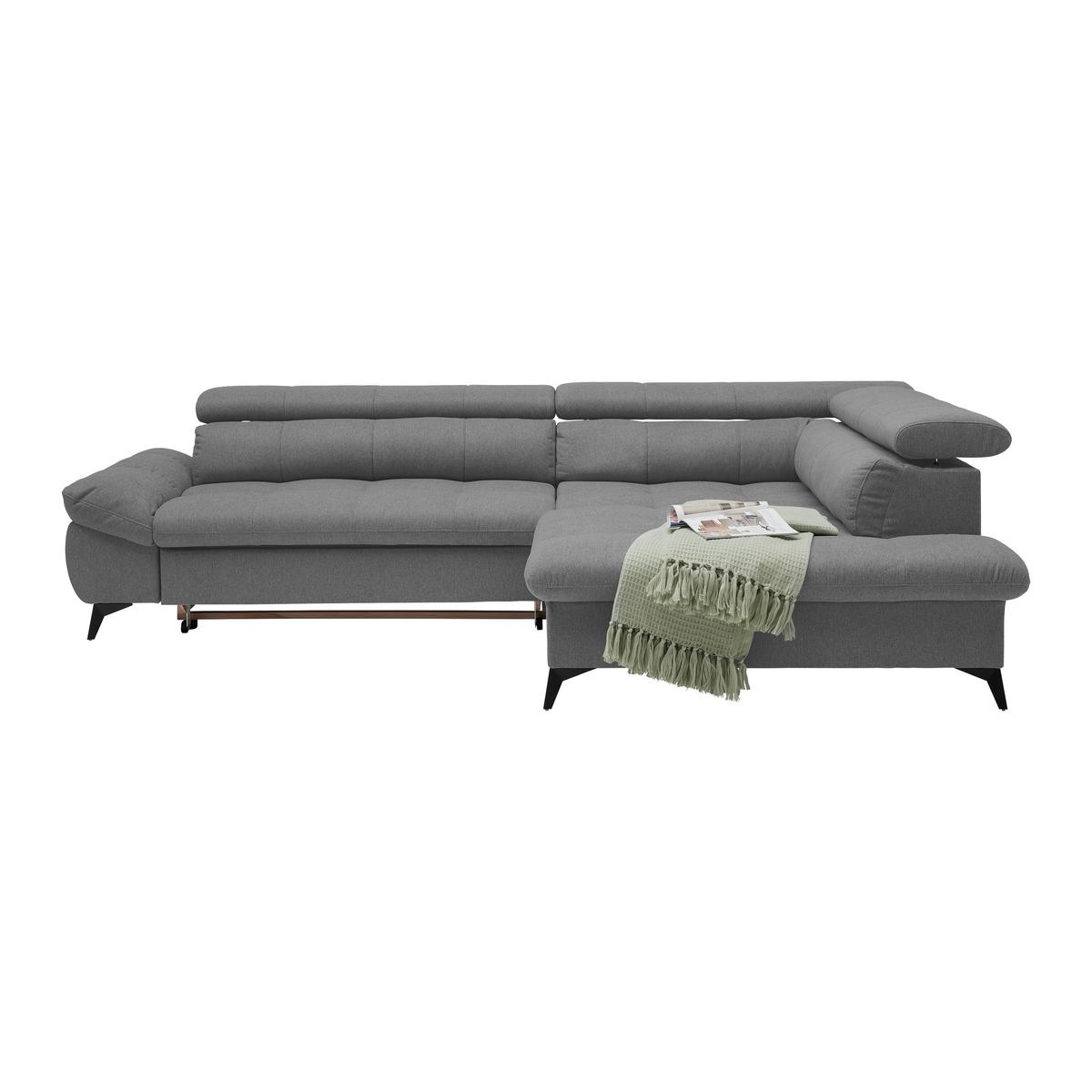 Wohnlandschaft Alberto Anthrazit - Anthrazit/Schwarz, MODERN, Textil/Metall (296/201cm) - Mömax
