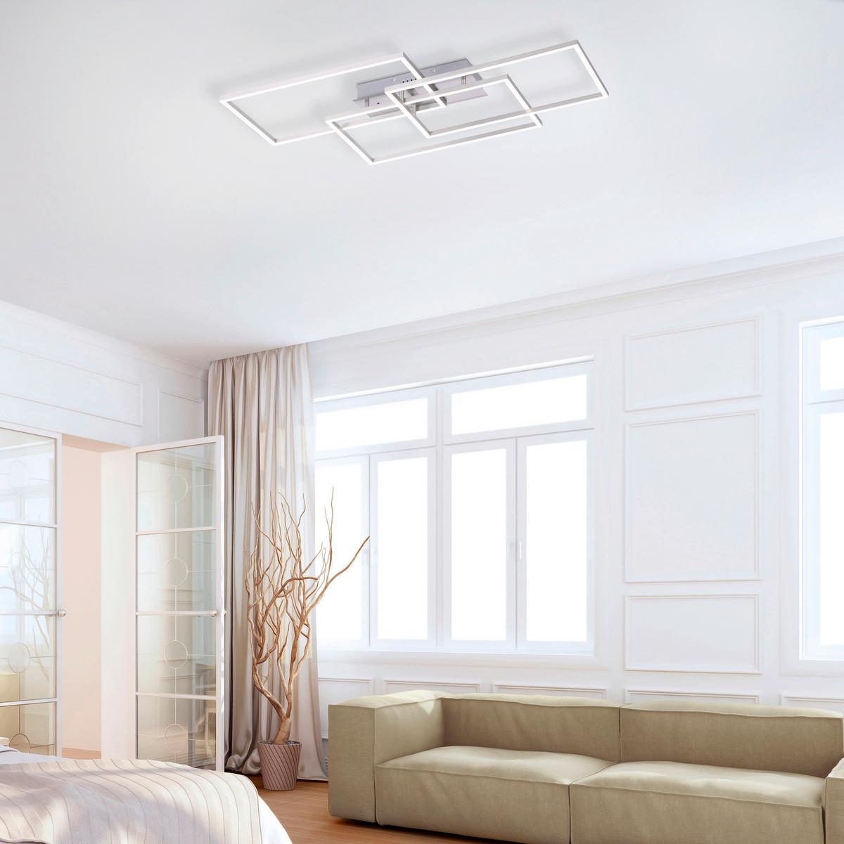 LED-Deckenleuchte Iven in Silberfarben max. 39 Watt - Silberfarben, Trend, Kunststoff/Metall (82/50cm)