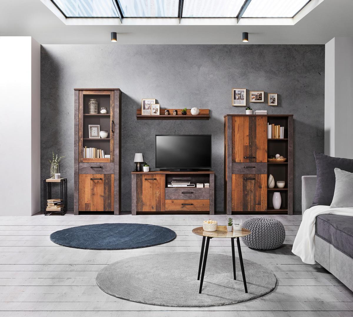 Tv Komoda Ontario - boje hrasta/tamno siva, Trend, drvni materijal/plastika (131/67,7/41,5cm) - Modern Living