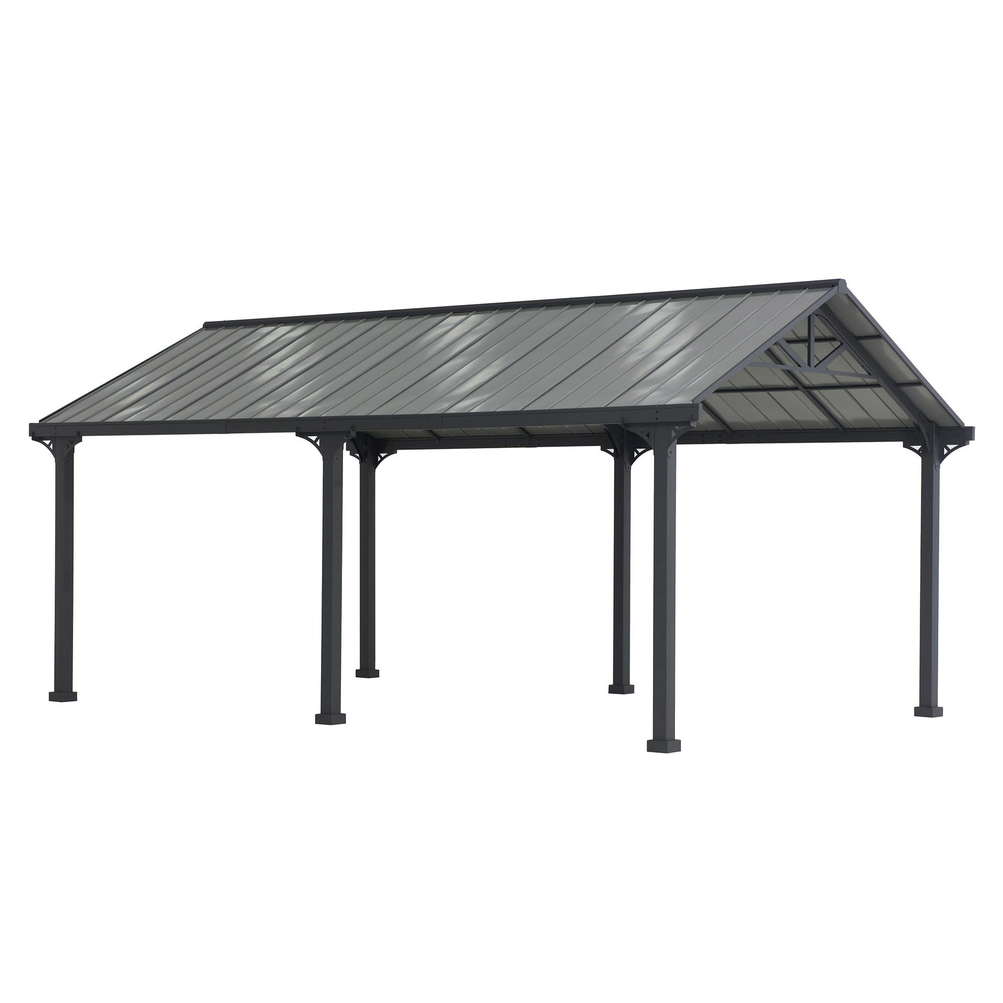 Carport Eiger Dunkelgrau ca. 610x301x367cm - Dunkelgrau, Basics, Metall (610/301/367,4cm) - Modante