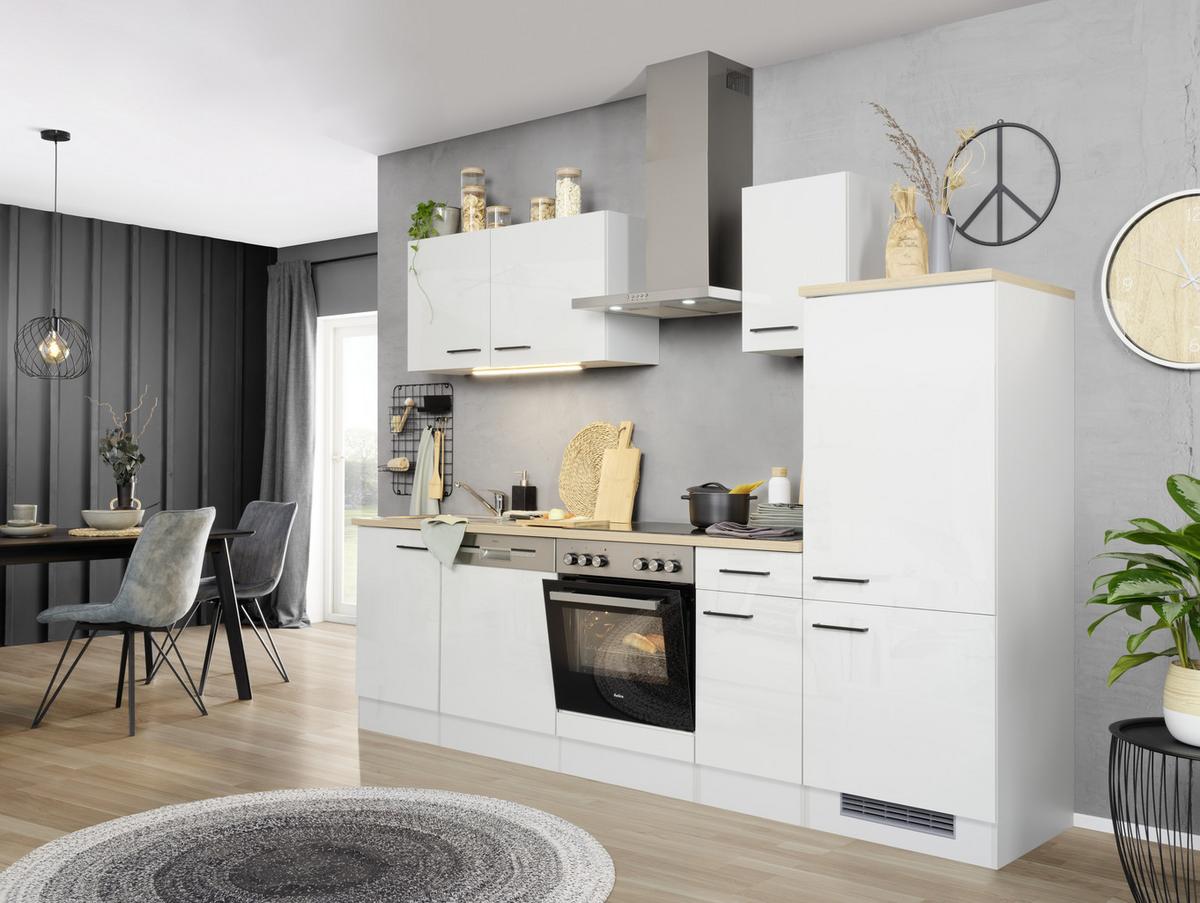 Küchenblock Levi Hellgrau - Hellgrau/Schwarz, MODERN, Holzwerkstoff (270cm) - FlexWell