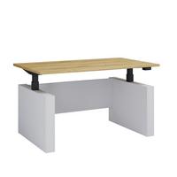 Schreibtisch E-Salia - Honigeiche/Weiss, Konventionell, Holzwerkstoff/Metall (138/80/73-122cm) - MID.YOU