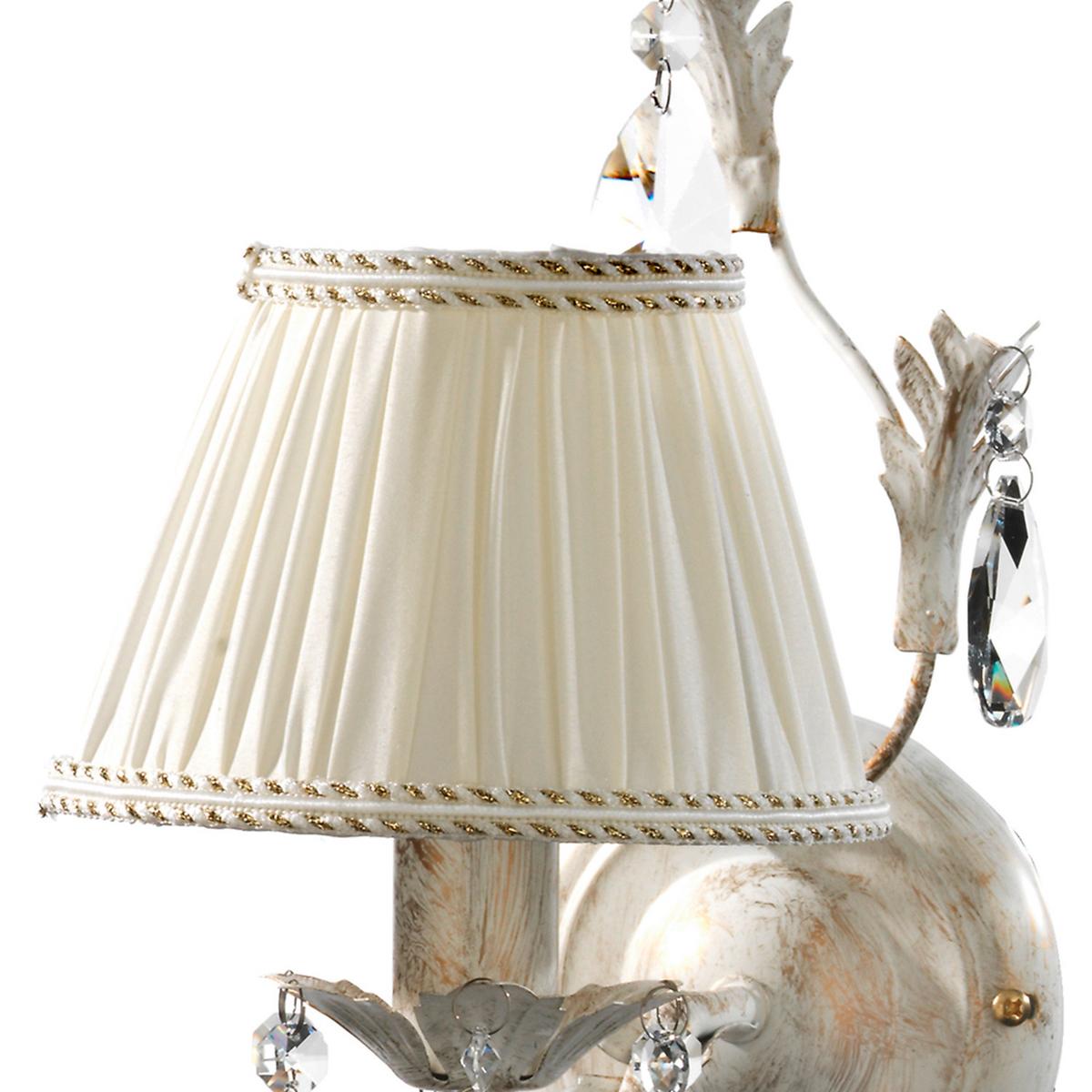 Wandleuchte Karen Weiß max. 6 Watt - Weiß, ROMANTIK / LANDHAUS, Glas/Textil (30/34cm)
