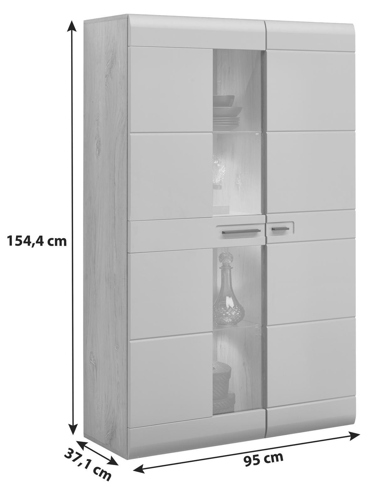 Vitrină AURIS - alb, Modern, sticlă/material pe bază de lemn (95/154,4/37,1cm) - Modern Living