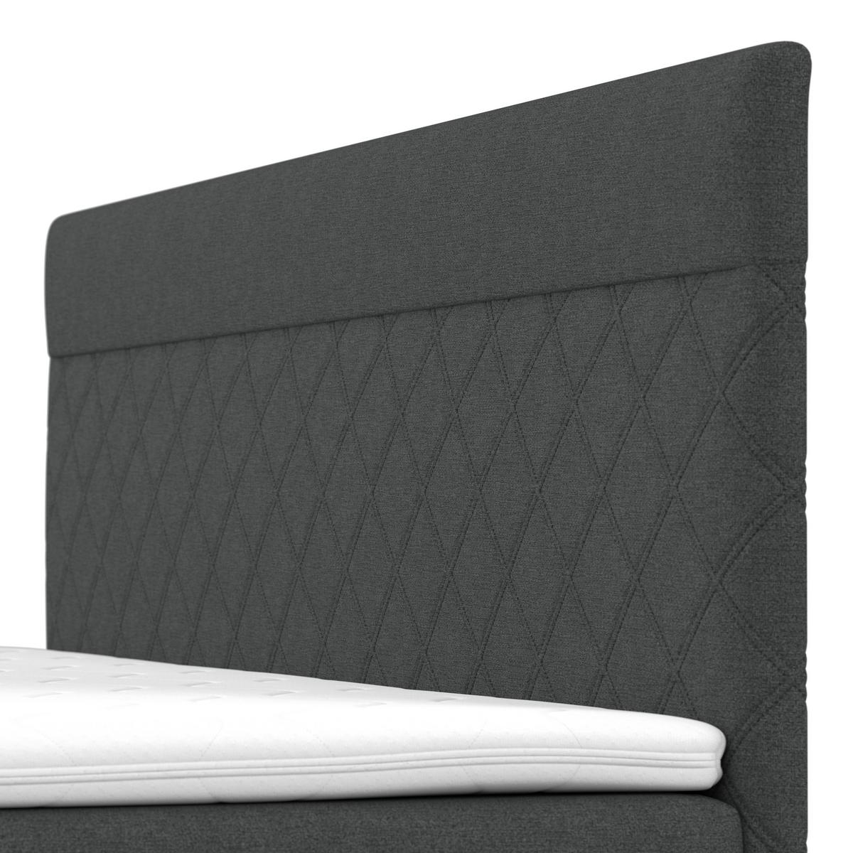 Boxbett Rosa Dunkelgrau ca. 180x200 cm mit Topper - Dunkelgrau/Schwarz, MODERN, Holz/Holzwerkstoff (180/200cm) - Bessagi Home