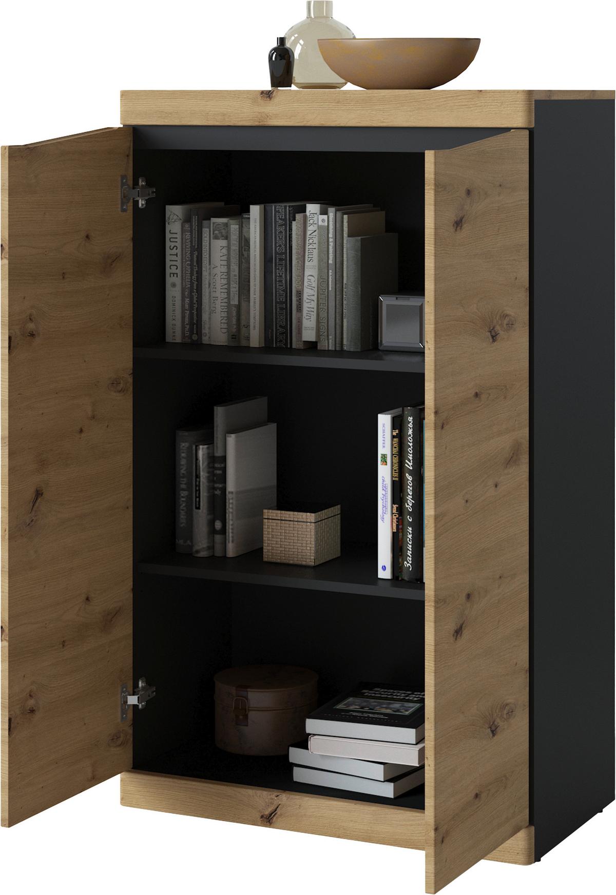 Comodă TURINO - stejar Artisan/antracit, Trend, material pe bază de lemn (75,8/122,8/39,9cm) - Modern Living