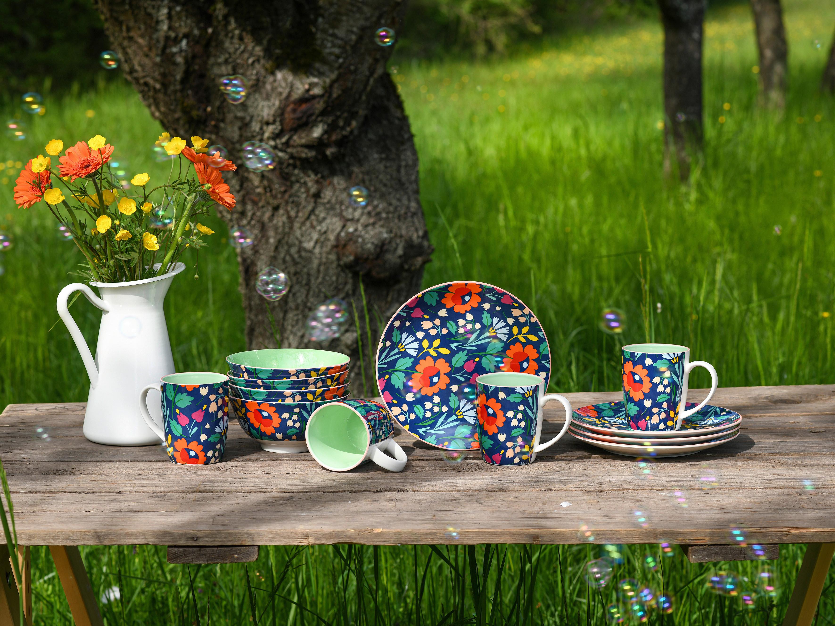 Jedilni Servis Folklore Blue, 12-Delni - večbarvno, Design, keramika - Creatable