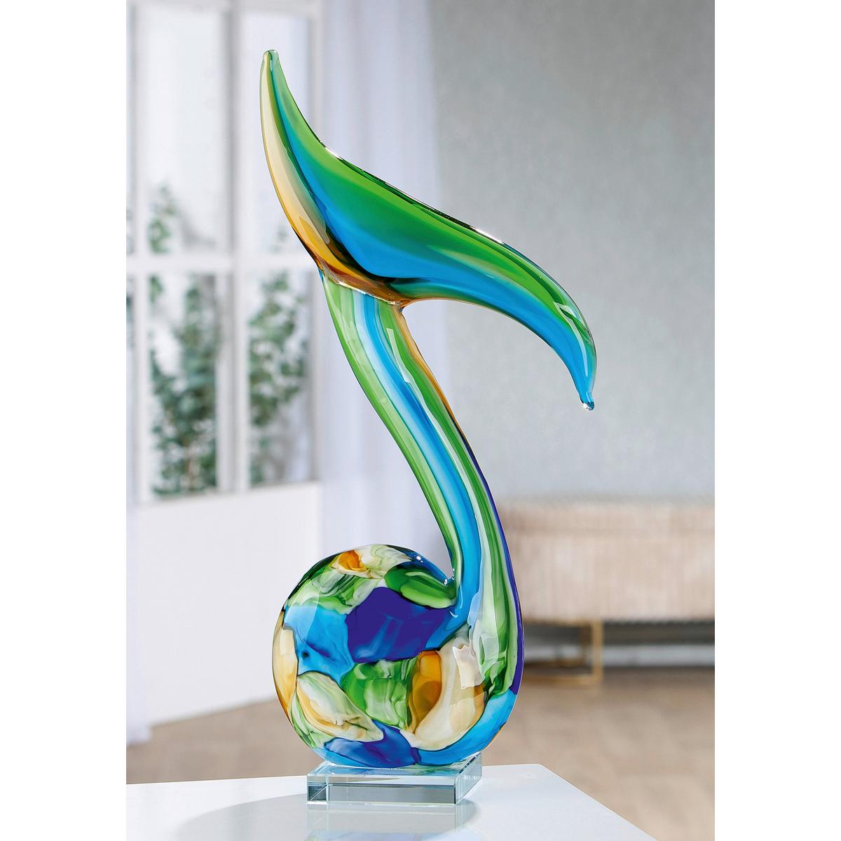 Skulptur Glass Art Blau/Braun/Grün - Blau/Braun, Basics, Glas (23/50/10cm)
