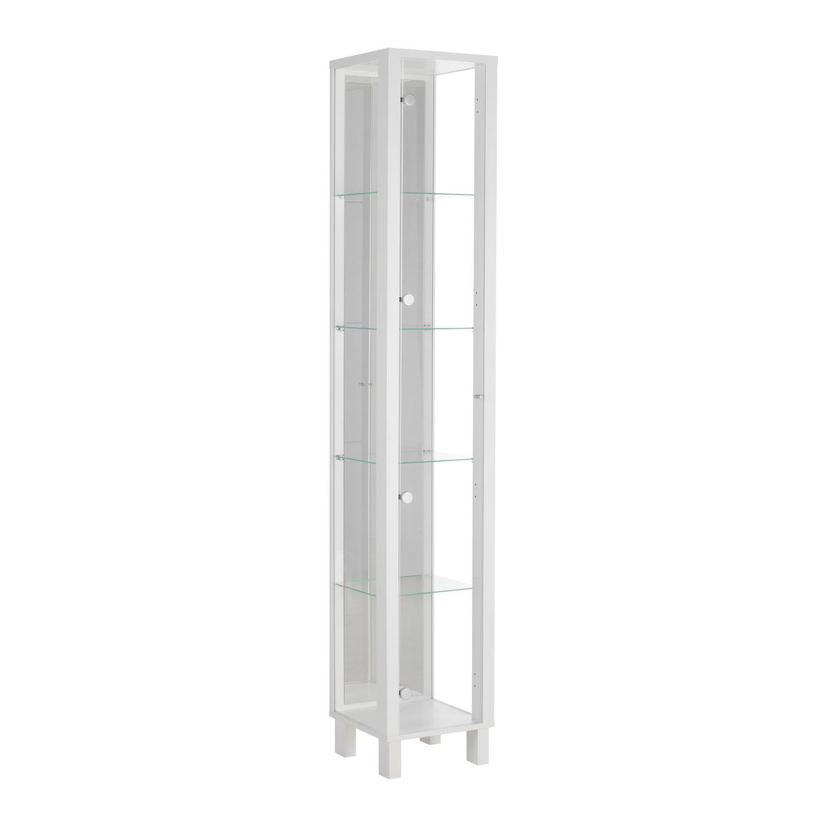 Vitrina Albi, Bela - črna/bela, Moderno, steklo/leseni material (33/189/33cm) - Mömax