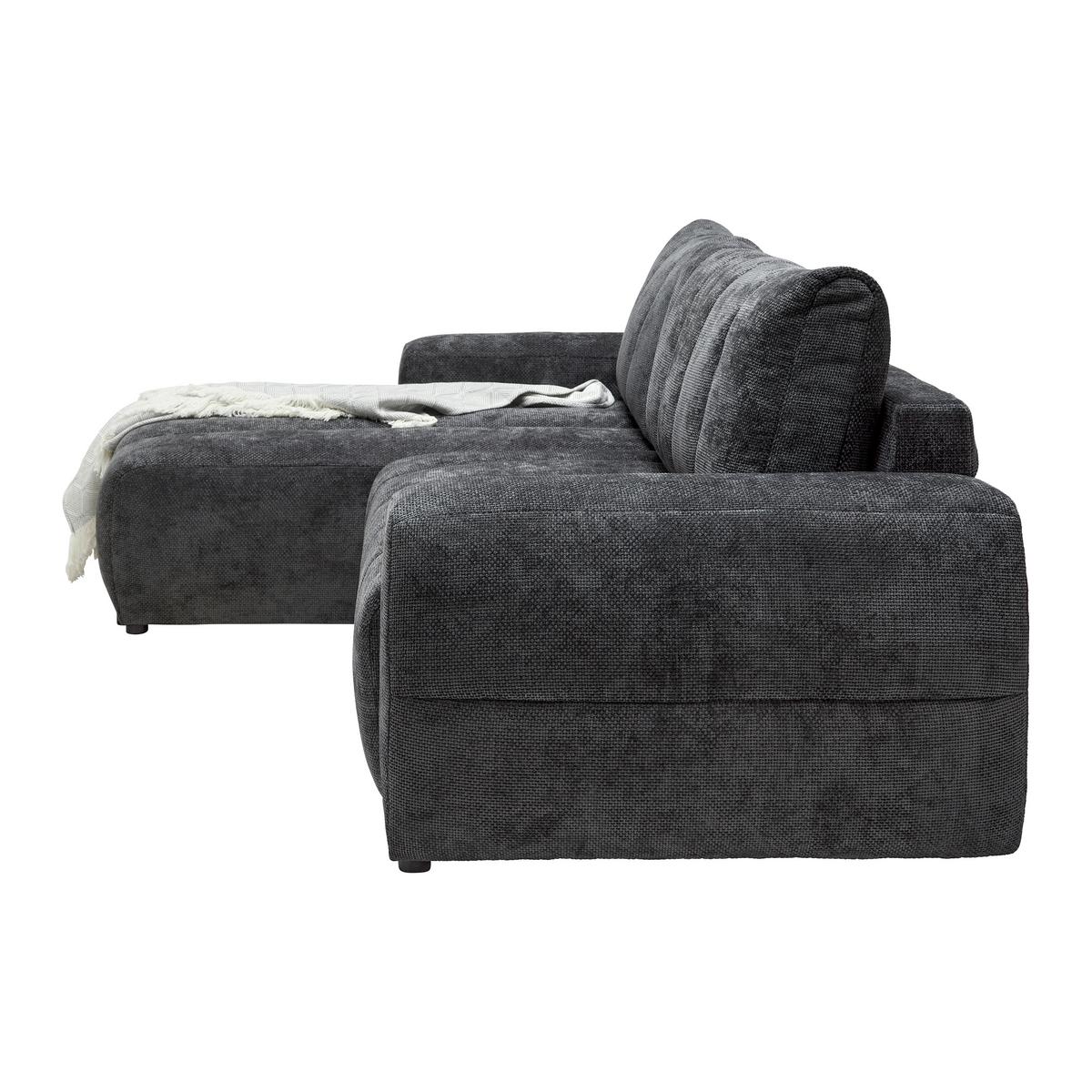 Wohnlandschaft Bolonia Graphitfarben - Schwarz Hochglanz/Graphitfarben, MODERN, Textil/Metall (166/273cm) - Mömax