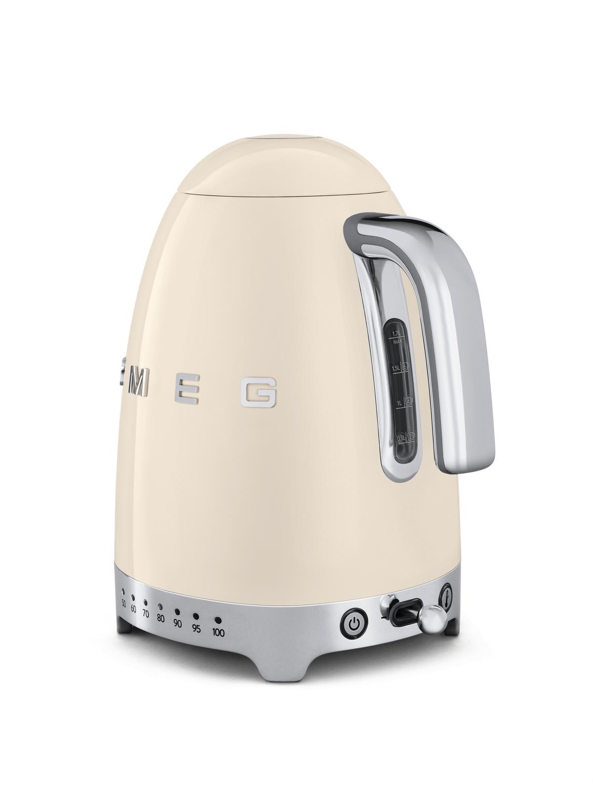 CZAJNIK ELEKTRYCZNY KLF04CREU SMEG - kremowy/kolor chromowy, Basics, tworzywo sztuczne/metal (22,3/28/17,1cm) - SMEG