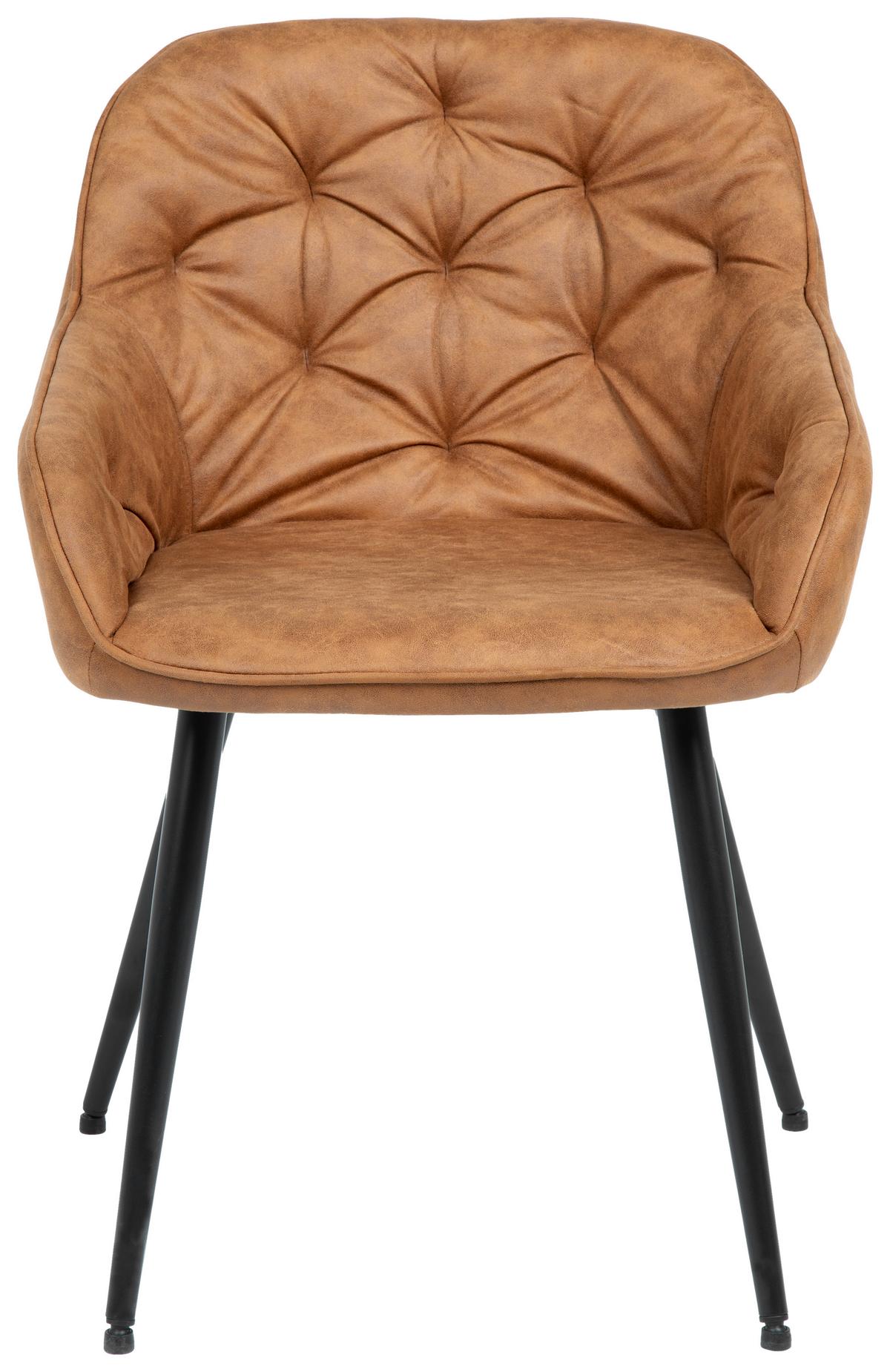 KRZESŁO Z PODŁOKIETNIKAMI ANCONA - czarny/brązowy, Romantik / Landhaus, metal/tkanina (55/80/61cm) - Livetastic