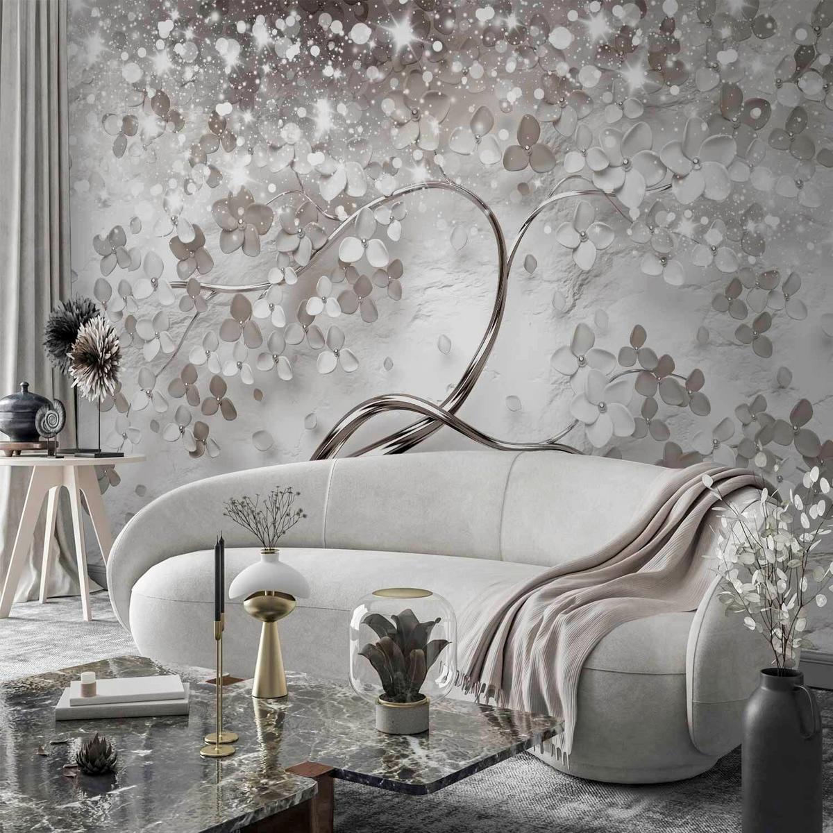 Fototapeta Star Tree, 450x315cm - barve šampanjca/bela, Trendi, tekstil (450/315cm) - artgeist