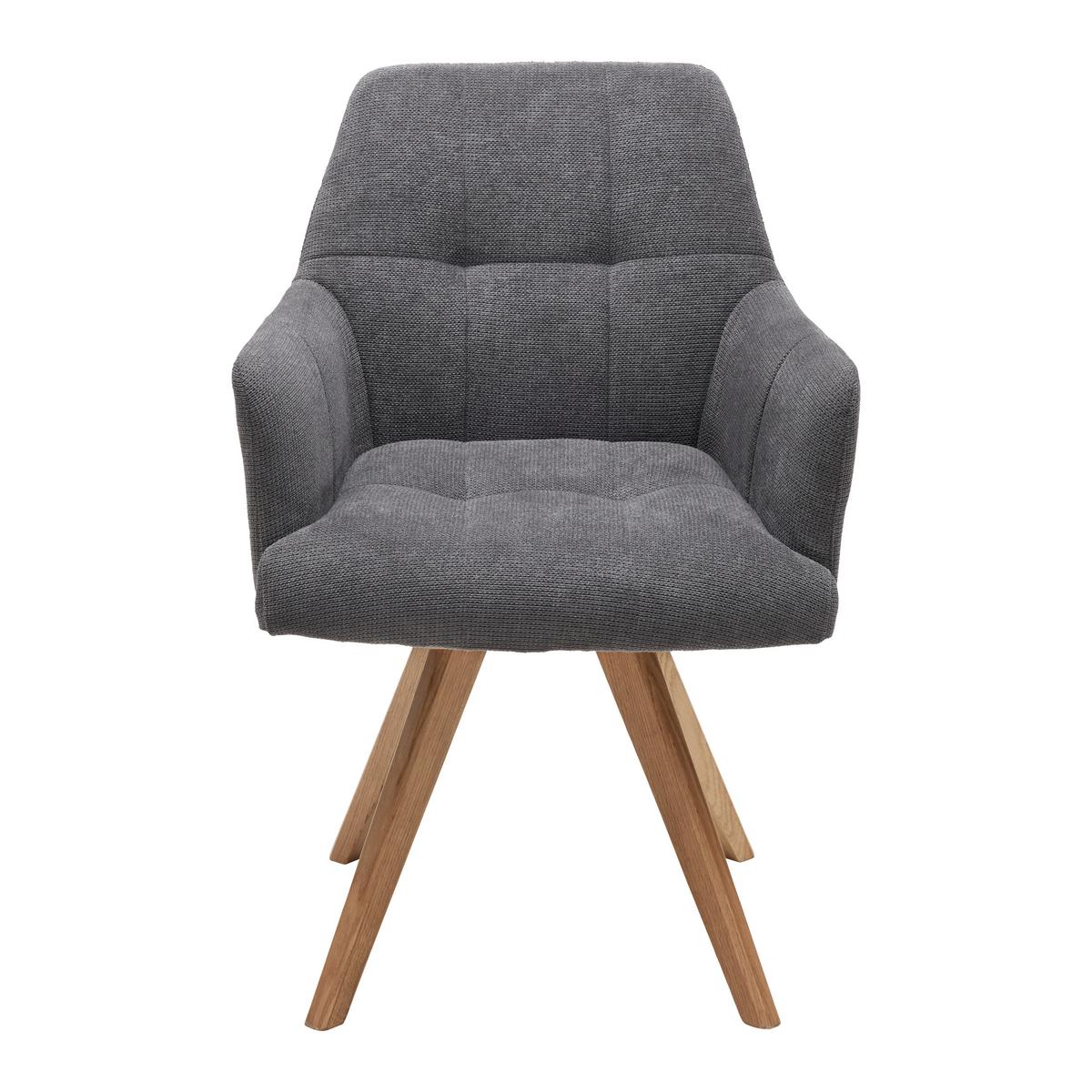 Armlehnstuhl Diona Grau - Grau, MODERN, Holz/Textil (57/89/66cm) - Mömax