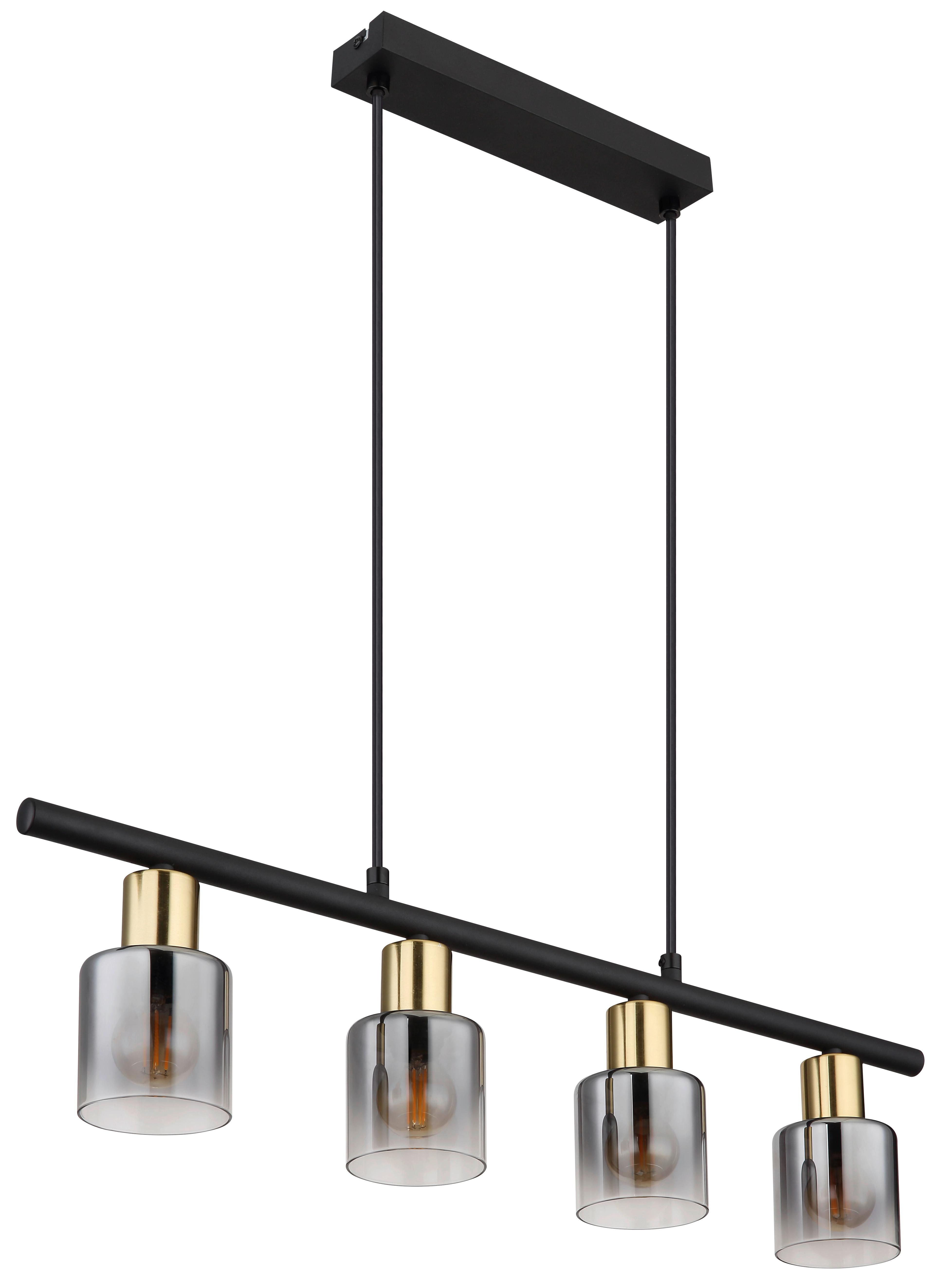 Hängeleuchte Hollys Schwarz/Goldfarben max. 25 W - Klar/Goldfarben, Design, Glas/Metall (65/8/120cm) - Globo