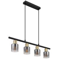 Viseča Svetilka Hollsy - zlate barve/črna, Design, kovina/steklo (65/8/120cm) - Globo