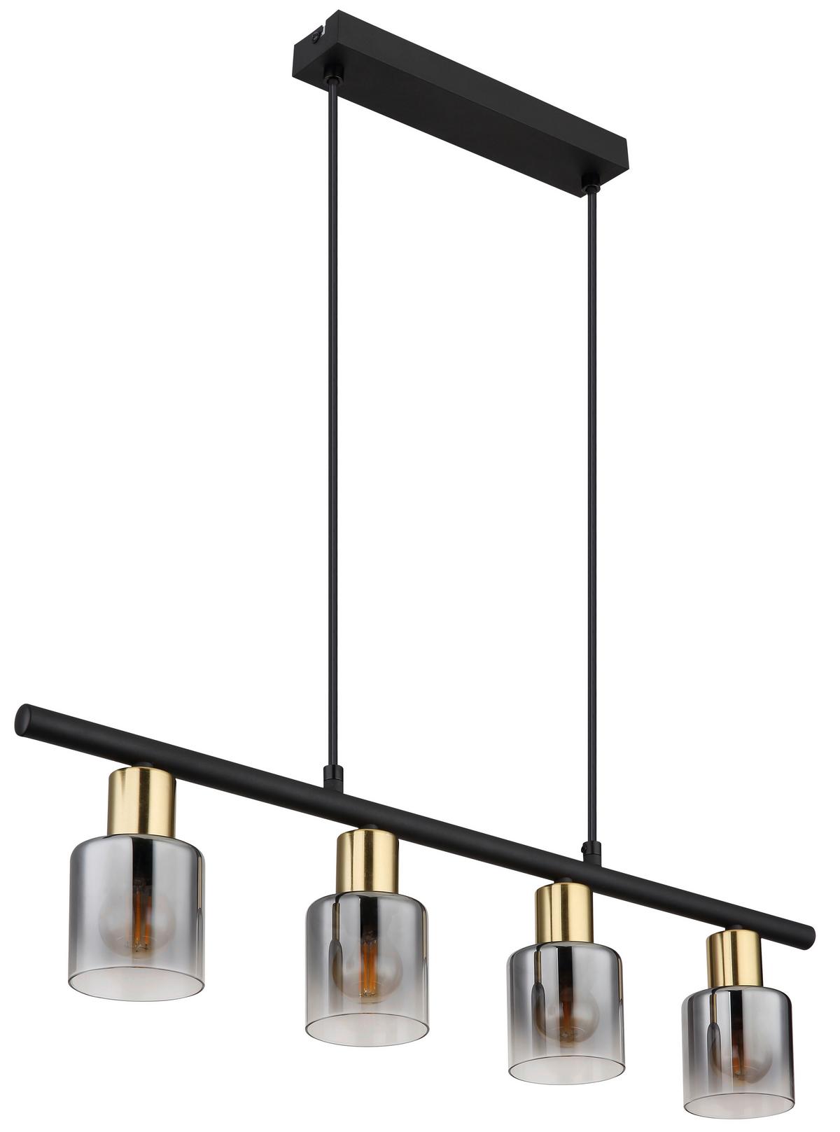 Viseča Svetilka Hollsy - zlate barve/črna, Design, kovina/steklo (65/8/120cm) - Globo