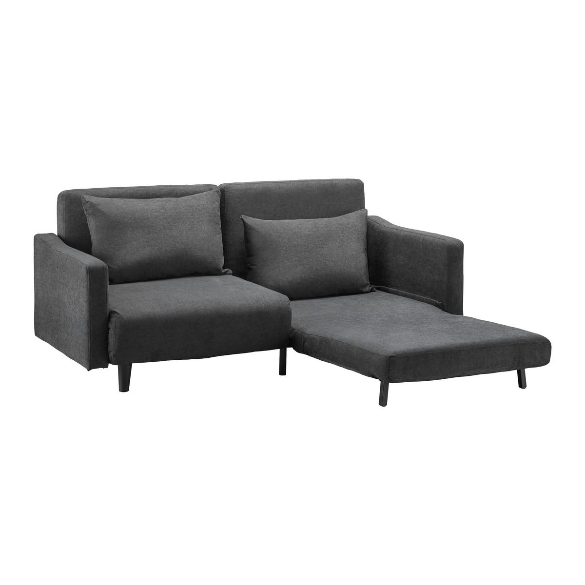 Schlafsofa Sandro Dunkelgrau Webstoff - Dunkelgrau/Schwarz, MODERN, Holz/Kunststoff (175/76/89cm) - Bessagi Home
