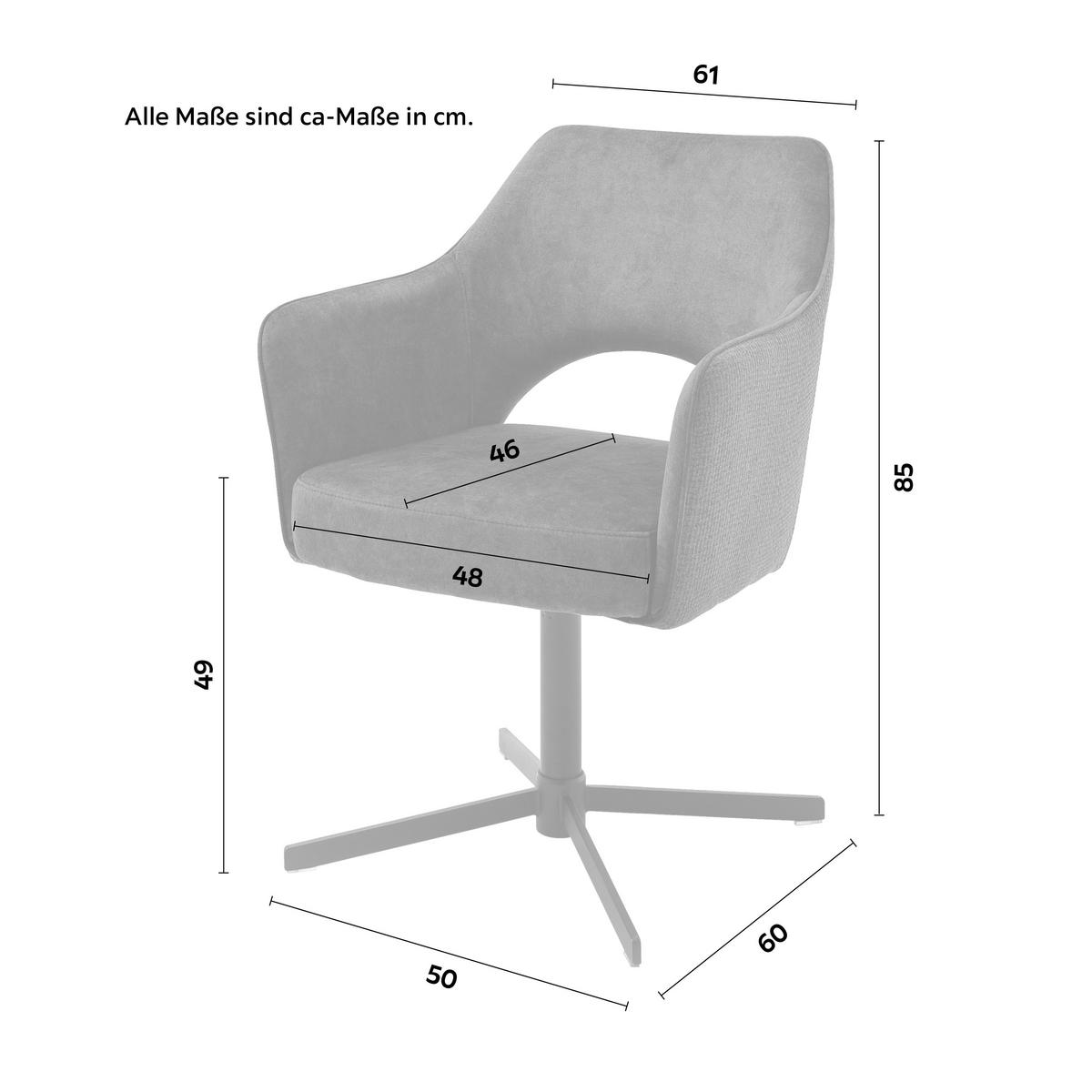 Armlehnstuhl Valletta in Anthrazit Webstoff - Anthrazit/Schwarz, KONVENTIONELL, Textil/Metall (61/85/60cm) - Premium Living