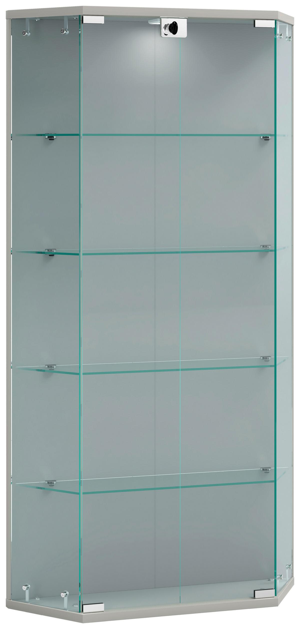 VITRINE BENILA L - Transparent/Silberfarben, Design, Glas/Holzwerkstoff (83/114/17cm) - MID.YOU