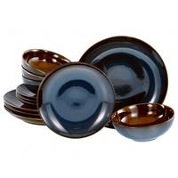 Tafelservice Mallorca Blau/Braun, 12-teilig - Blau/Braun, Basics, Keramik - Creatable