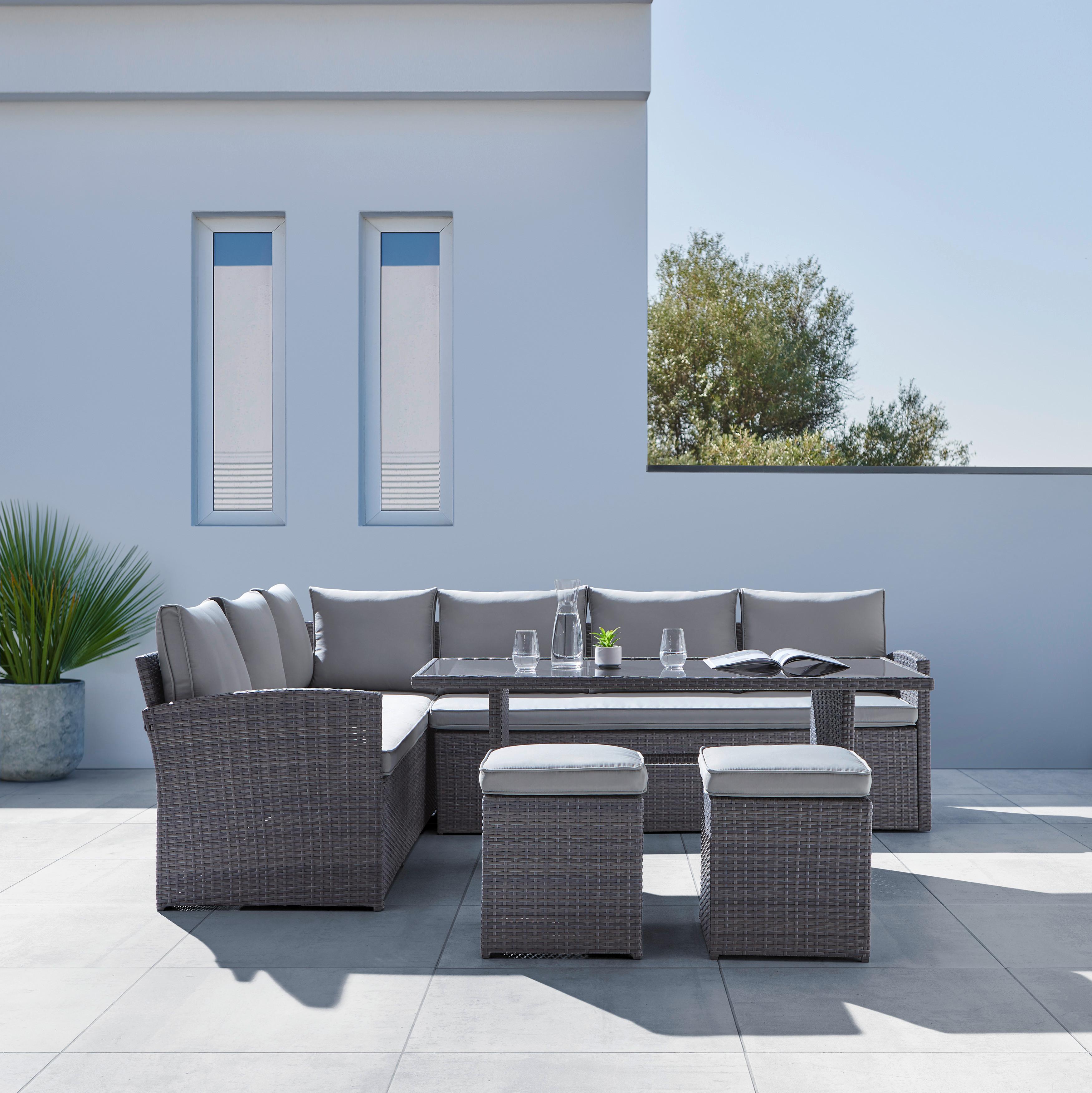 Loungegarnitur in Grau - Hellgrau/Schwarz, Modern, Glas/Kunststoff (181/240cm) - Modern Living