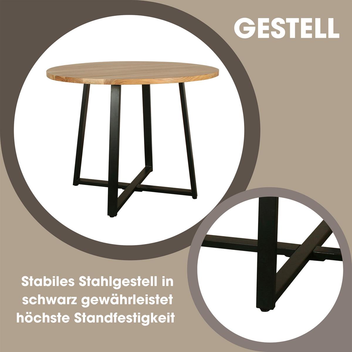 ESSTISCH ARROW - Schwarz/Akaziefarben, MODERN, Holz/Metall (100/100/77cm) - MID.YOU