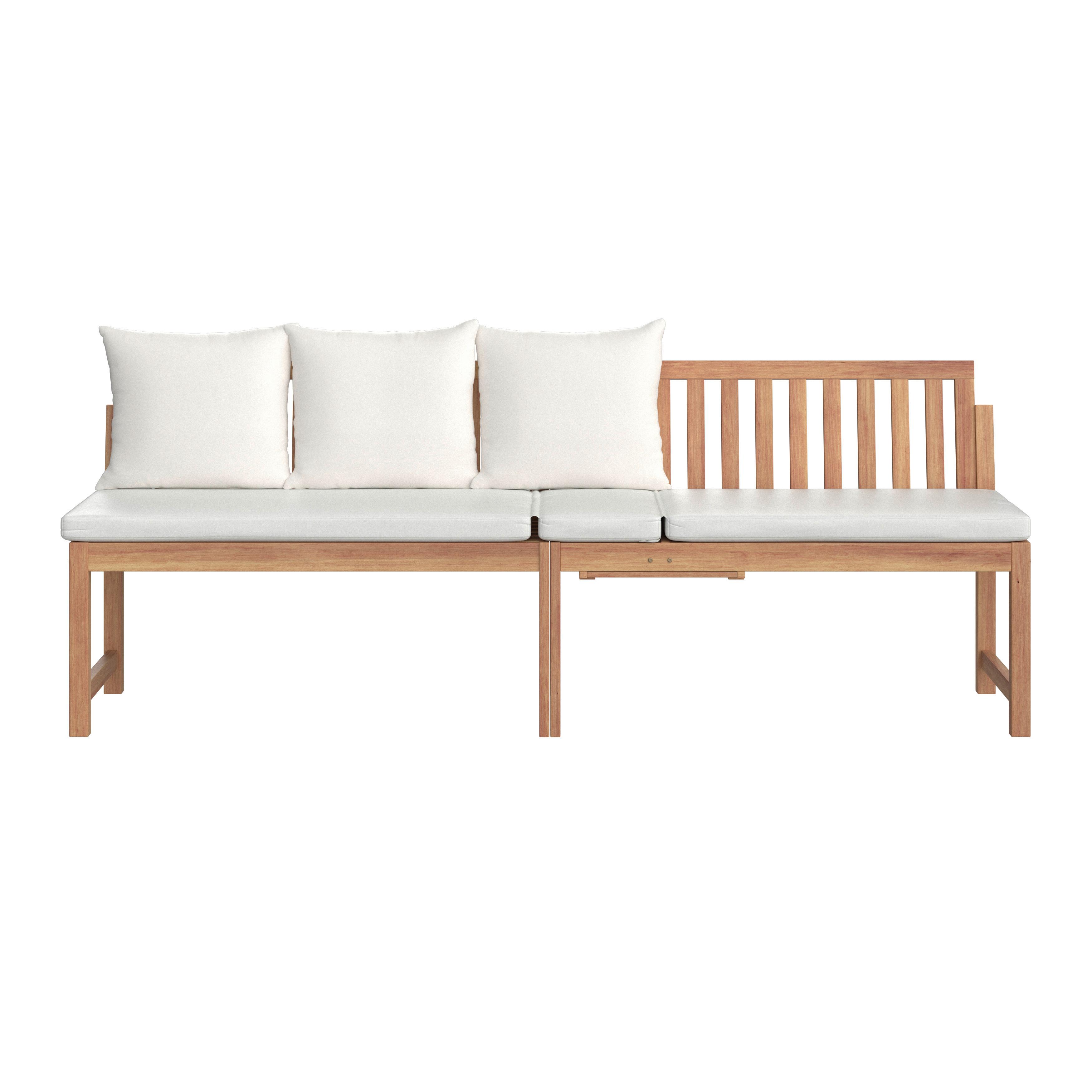 Bancă Junoa - alb/culoare lemn acacia, Modern, lemn/textil (200/75/60cm) - Bessagi Garden