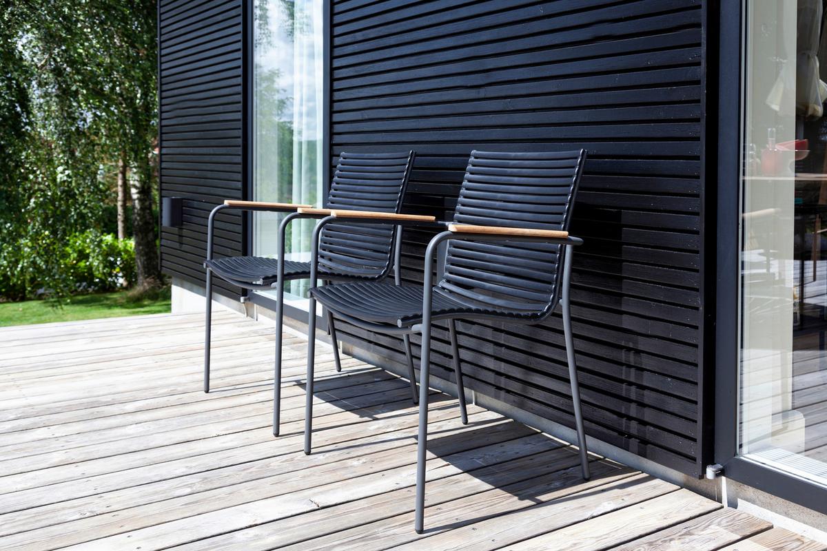 Stapelstuhl Mood Classic Anthrazit/Teakholz - Anthrazit/Schwarz, KONVENTIONELL, Holz/Kunststoff (60/84/56cm) - Gardenson