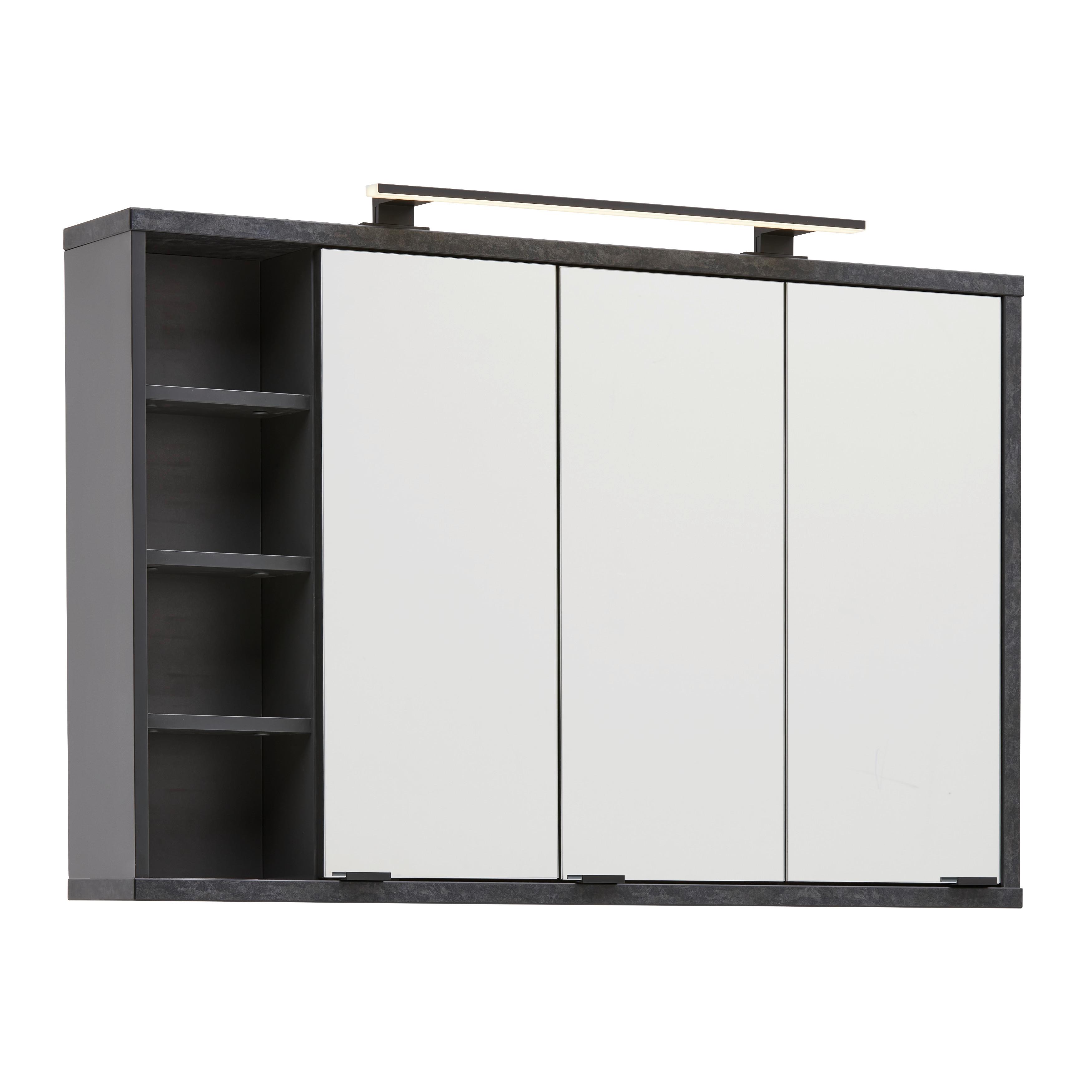 Spiegelschrank Camillo Anthrazit/Schwarz - Schwarz, MODERN, Glas/Holzwerkstoff (110/74/20cm) - Mömax