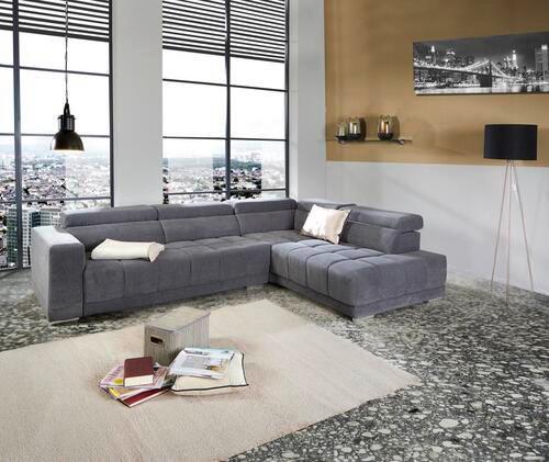 Sedežna Garnitura Hogan, Siva, Relax Funkcija - srebrne barve/siva, Moderno, kovina/tekstil (299/212cm) - Modern Living