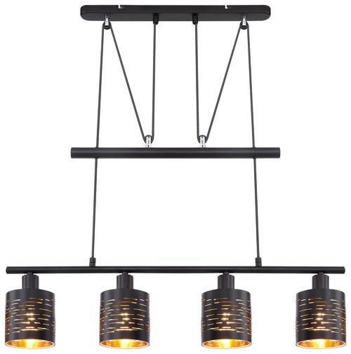 Hängeleuchte Tunno max. 15 Watt - Goldfarben/Schwarz, Design, Kunststoff/Metall (70/10/180cm) - Globo