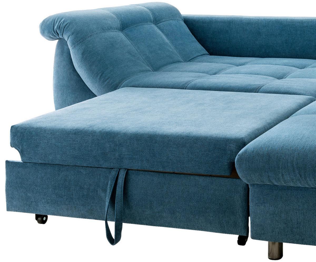 Sedežna Garnitura Agira, Modra, Ležišče - barve kroma/srebrne barve, Design, tekstil (250/190cm) - Modern Living