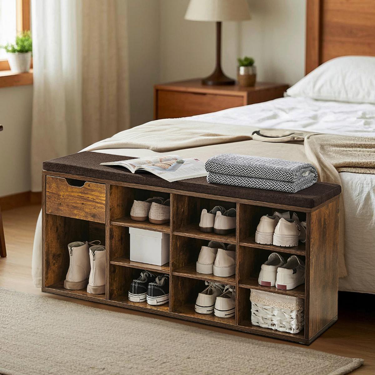 Garderobenbank in Dunkelbraun inkl. Sitzauflage - Dunkelbraun, Trend, Holzwerkstoff (104/48/30cm) - MID.YOU
