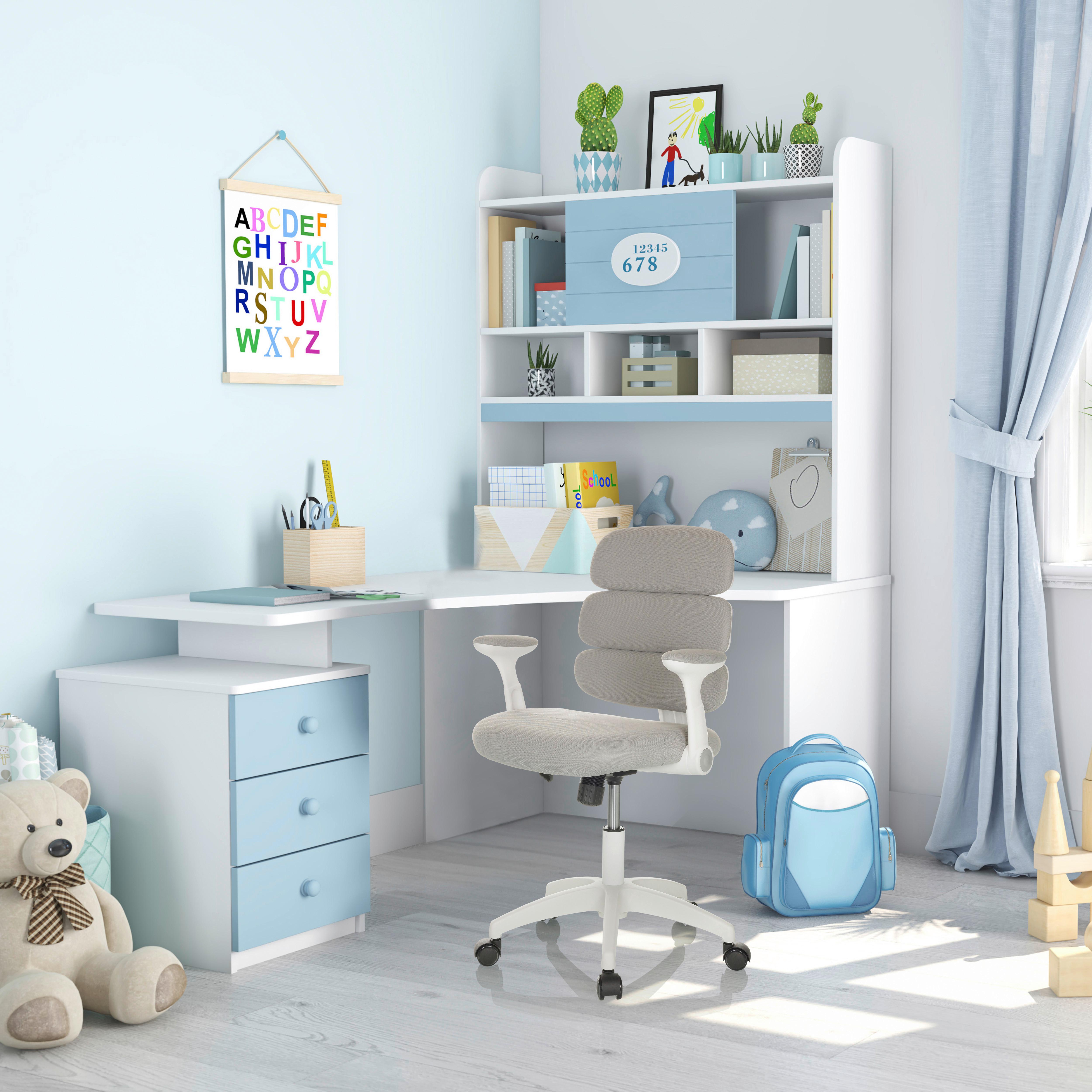 Jugenddrehstuhl Kid Ergolino W ca.62x86-97x62cm Grau - Weiß/Grau, Basics, Kunststoff/Textil (62/86-97/62cm) - MID.YOU