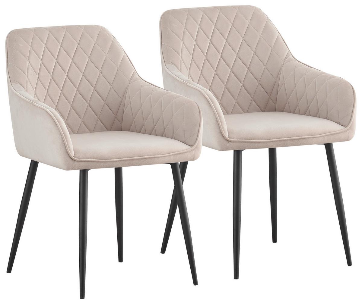 ZESTAW KRZESEŁ Z PODŁOKIETNIK. STU - beżowy/czarny, Design, metal/tkanina (56/82,5/61,5cm) - Novel