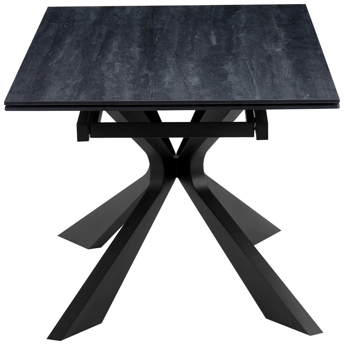 Raztegljiva Miza Hamar, Črna, 180-260x90 - črna, Moderno, kamen/kovina (180-260/90/76cm) - P & B