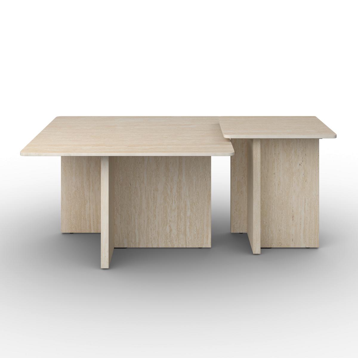 Couchtisch Lucca 2er Set Creme - Creme, MODERN, Holzwerkstoff/Stein - Bessagi Home
