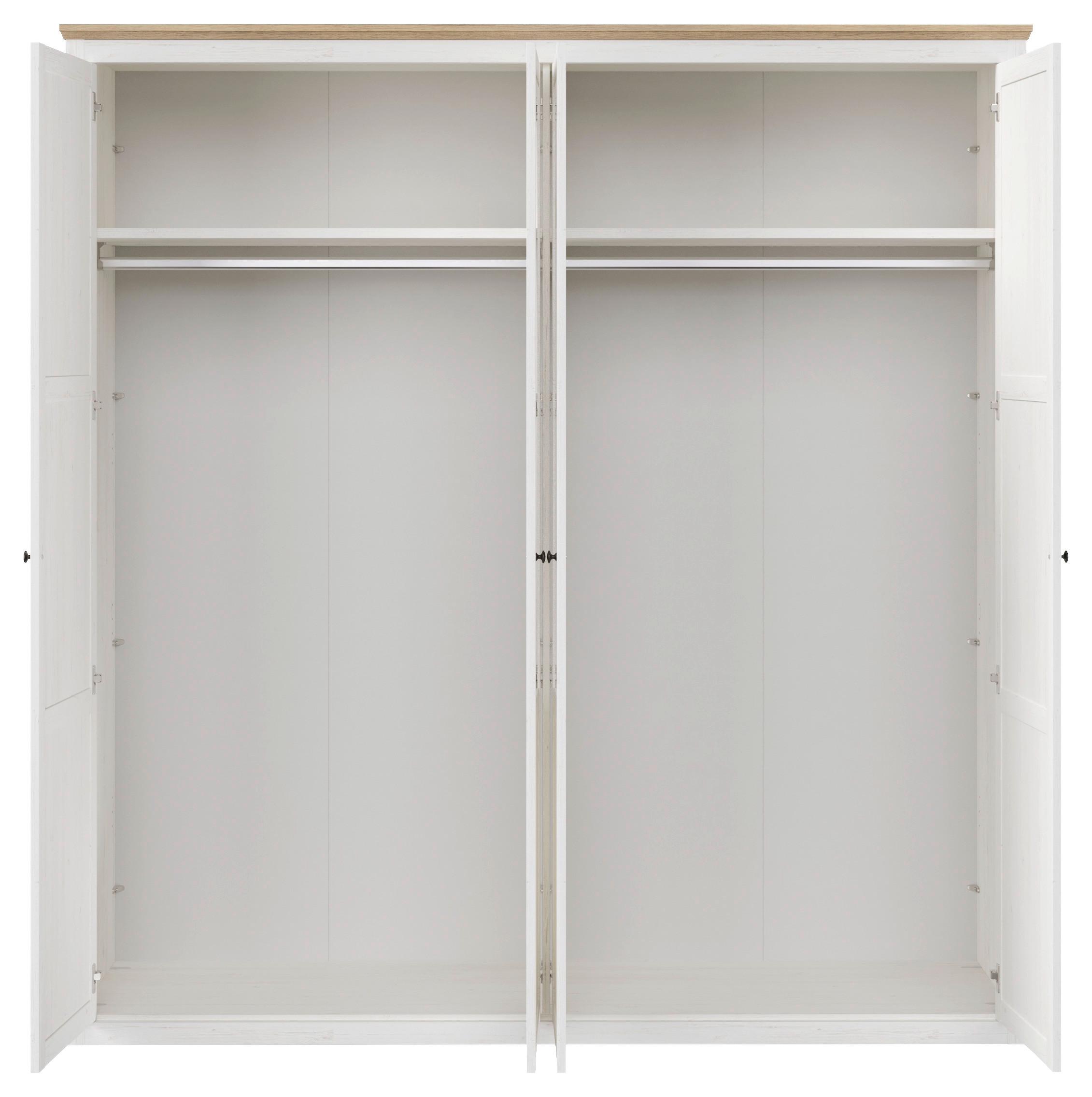 GARDEROB MED GÅNGJÄRNSDÖRRAR KORSIKA -EXKLUSIV- - svart/ekfärgad, Romantik / Lanthus, metall/trämaterial (208,6/219,7/62cm) - Mömax